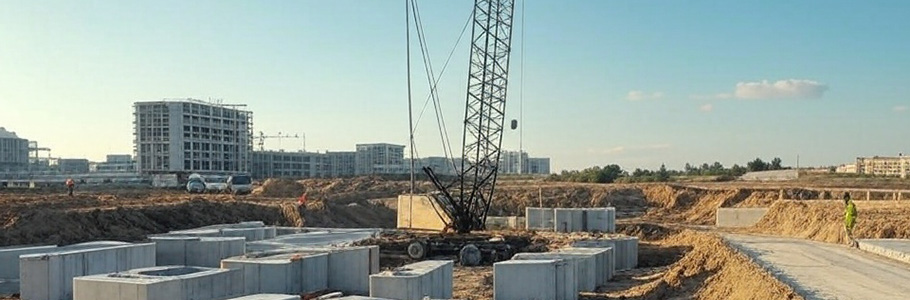 Железобетонные блоки на стройке